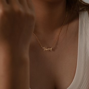 Custom Minimalist <b>Name</b> <b>Necklace</b> 925 Sterling Silver 14k Gold Plated New Mom <b>Necklace</b> Birthday Gift For Her Jewelry - Product Image 2