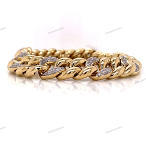 Última moda Hip Hop 8MM 925 plata esterlina chapado en oro amarillo Diamante tachonado hecho a mano regalo más bonito pulsera chapada en oro - Product Image 6