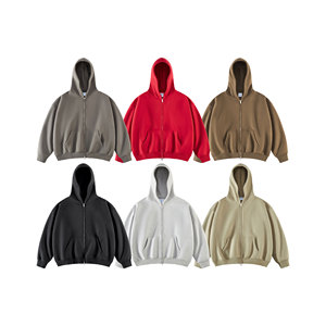 350G Heavyweight Custom Puff Printing Zip up Hoodies <b>Men's</b> Hooded Hoodies Double Zip Plain Blank <b>Fleece</b> <b>Oversized</b> <b>Hoodie</b> for <b>Men</b> - Product Image 2