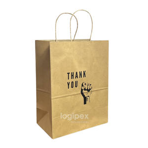 Impresión personalizada bolsas de papel Kraft reciclables Compras/regalos de ropa/bolsas de papel para llevar comida mango personalizado 100 - Product Image 3