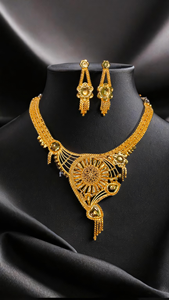 Prêt à Expédier Collier Boucles D'oreilles Ensemble avec 22K Plaqué Or Premium Conçu Femmes Porter Collier Boucles D'oreilles Ensemble Bijoux - Product Image 3