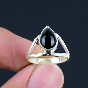 Joyería de piedras preciosas de ónix negro para mujer, anillo de estilo bohemio de plata, joyería de plata de ley 925, anillo hecho a mano de tendencia, Regalo para mamá - Product Image 2