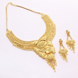 Conjunto de collares de formación chapados en oro, joyería tradicional, regalo de ocasión especial para mujer, cobre y latón chapado en oro laminado - Product Image 1