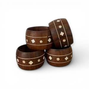 Anillos de Servilleta de Madera con Incrustaciones Florales y Acabado Artesanal de Primera Calidad para una Decoración de Mesa Elegante y Única - Product Image 4