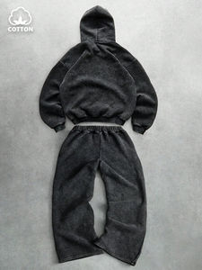 Ensemble de survêtement deux pièces pour homme, à capuche, décontracté, écologique, pour le sport, la gym, en tissu technique polaire réversible, coupe-vent et respirant - Product Image 2