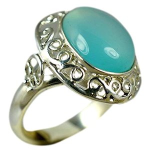 Navya <b>Craft</b> Handmade 925 Sterling Silver March Birthstone <b>Ring</b> Boho Style Chalcedony Silver Jewelry Custom US Size <b>Ring</b> - Product Image 1