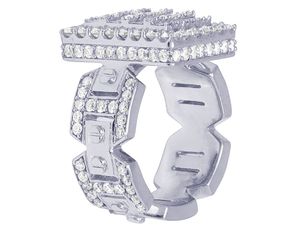 New Hip Hop Style S925 Sterling <b>Silver</b> Round and Baguette Cut Moissanite Diamond <b>Rings</b> for <b>Mens</b> - Product Image 2