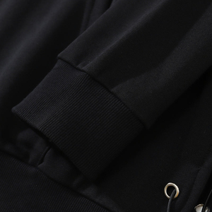 Sudadera con capucha térmica de gran tamaño negra personalizada con logotipo de alta calidad Color sólido Diseño grueso Fleece XS Tamaño para invierno - Product Image 3