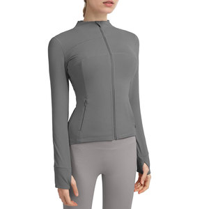 Veste longue zippée en tricot ajustée pour femme, tissu léger et respirant, coupe ajustée - Product Image 3
