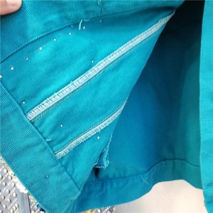 Travail lourd diamants paillettes fleur Denim veste femmes ample court survêtement automne mode paon bleu jean veste manteau femme - Product Image 5