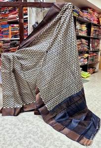 Saree de seda Tussar Kanchi pintado a mano hermoso - Product Image 3