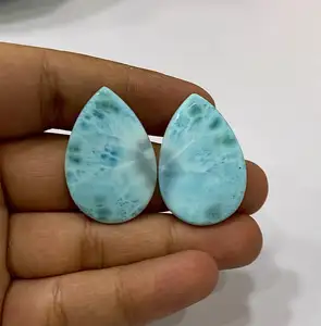 100% Natural Larimar Pair Cabochon Small Size Gemstones Wholesale Product Best Quality Material Jewellery Making