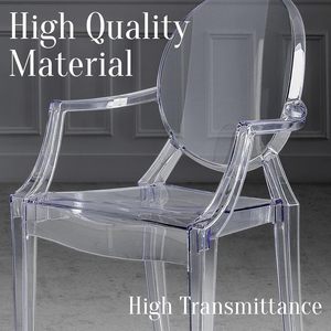 Set di 4 Sedie Ghost Trasparenti con Schienale Circolare, Sedie Laterali Moderne Impilabili per Sala da Pranzo e Ristorante, Stile Rustico - Product Image 2