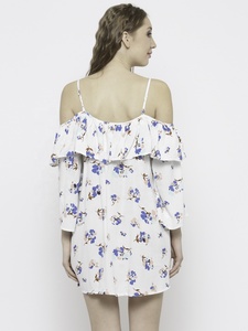 <b>Summer</b> Wear Clothing Floral Printed Breathable Wind <b>Shift</b> A-Line Sexy Women off Shoulder Casual Short <b>Dress</b> - Product Image 2