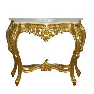 Luxury Antique Hall <b>Table</b> Gold Leaf <b>Console</b> <b>Table</b> with Marble Top Hand Craved Entrance <b>Table</b> <b>for</b> French Style Home Furniture - Product Image 4