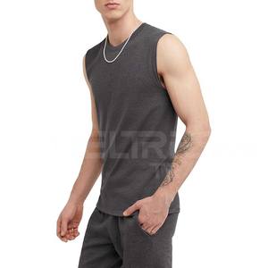 Camisetas sin mangas XL de alta calidad para hombre, camisetas de gimnasio de Color sólido hechas a medida, camisetas transpirables tejidas con estampado al por mayor - Product Image 1