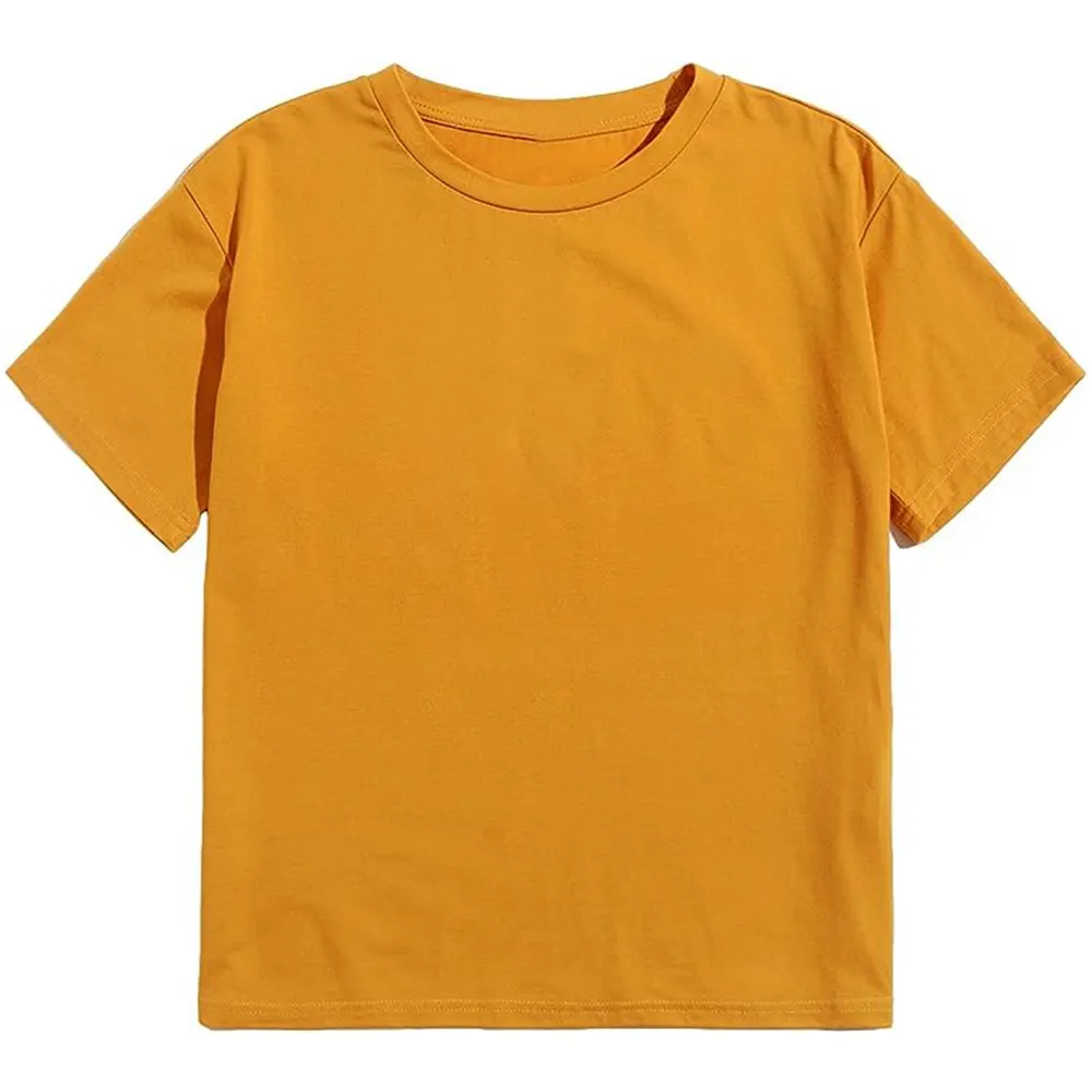 WATZY 반팔 상의 여성용 루즈핏 베이직 면 티셔츠 유행 캐주얼 여름 Oem 맞춤형 트렌디 솔리드 티셔츠