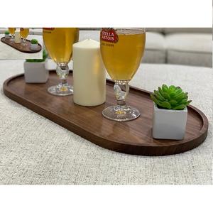 Plateau en bois de service à domicile d'hôtel de haute qualité pour un usage domestique Plateau décoratif de forme ovale Plateau de service en bois d'acacia - Product Image 4