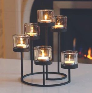 Visbella — 5 bougies rondes à levier en métal, approuvé, usine, support de poudre noire - Product Image 1