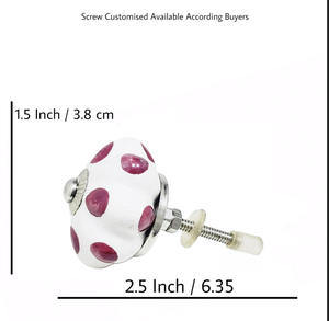 Perillas de cerámica de melón blanco con lunares fucsia, tiradores de cajón de calidad de exportación Industrial para dormitorio, comedor - Product Image 3