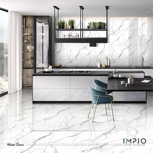 Carrara กระเบื้อง porcelanato มันวาวขนาด600x600มม. สำหรับตกแต่งภายในที่ทันสมัยสำหรับห้องนอนห้องนั่งเล่นของโรงแรมบ้านพื้นเซรามิกโดยตรง - Product Image 5