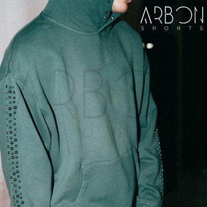 Vert couleur unie Durable facile à utiliser léger nouveau Design Super qualité sur mesure hommes tenue décontracté strass sweats à capuche - Product Image 3