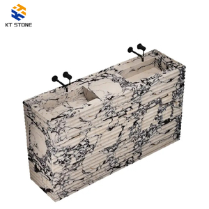 Mueble de Baño Independiente de Mármol Calacatta Viola Turco de Diseño Moderno Personalizado al por Mayor con 4 Cajones y Lavabo, Proveedor de Tamaños Personalizados - Product Image 3