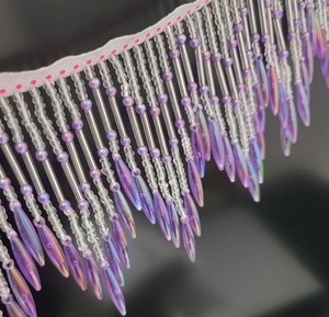 Frange Chevron Perlée Faite à la Main de 1 Mètre de Long et 4 Pouces de Large, Garniture de Lampes, Ornements Décoratifs DIY - Product Image 3