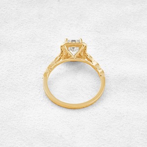 Anillo de Diamante Cultivado en Laboratorio con Corte Esmeralda de 2.0 Quilates, Oro Sólido de 14k, Halo Chapado en Rodio, Joyería de Boda, Regalo para Mujeres, Fiestas - Product Image 2