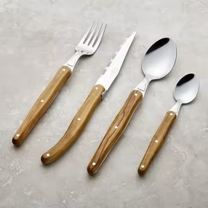 Ensemble de couverts en acier inoxydable plaqué argent avec poignée unique en bois fait à la main Ensemble de couverts en acier inoxydable royal - Product Image 1