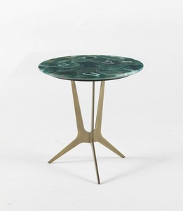 Mesa de último diseño para muebles de sala de estar, estilo italiano para café, Club, esculturas de mesa, forma redonda, vidrio dorado de alta calidad - Product Image 1