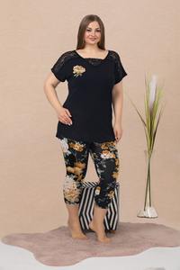 Conjunto de Pijama Capri de Viscosa para Mujer, Talla Grande, Estampado Floral, Manga Corta, Ropa de Estar en Casa - Product Image 2
