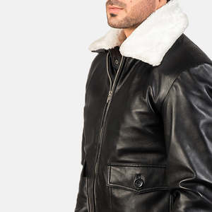 Veste d'hiver pour homme de haute qualité, design vintage personnalisé, cuir véritable, col montant, tissu en laine, fermeture éclair, imperméable, respirante - Product Image 2