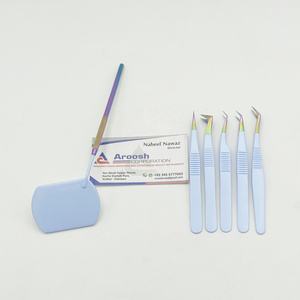 Pinzas para pestañas Dumont de acero inoxidable sostenibles al por mayor, multipunta recubierta de color azul bebé con logotipo personalizado - Product Image 2