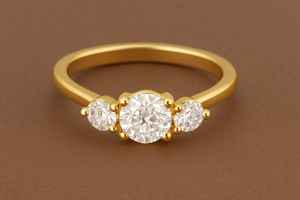 Bague de fiançailles et de mariage éternelle en or jaune 14 carats de luxe avec moissanite ronde de 1 ct et 0,38 ct certifiée pour femme - Product Image 2