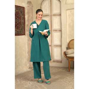 Ensemble Kurta en velours côtelé d'hiver pour femmes Vêtements en denim confortables - Product Image 5