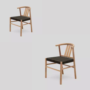 DINING SET <b>CHAIR</b> TEAK WOOD WITH <b>BLACK</b> ROPE <b>AND</b> <b>TABLE</b> MADE IN INDONESIA - Product Image 5