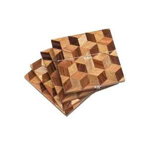 Sous-verres carrés en bois de noyer poli couleur naturelle MN Exports Design contemporain écologique Diamètre 300 mm pour mariages - Product Image 2