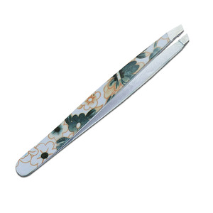 Pince à épiler professionnelle en acier à haute teneur en carbone de 9,7 cm à pointe florale inclinée, avec manche confortable fait main, pour sourcils, poils incarnés et élimination des éclats cutanés - Product Image 3