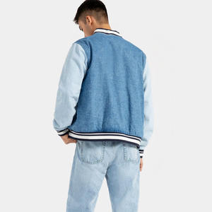 Blouson aviateur en cuir de luxe personnalisé lourd chenille brodé toile support avant imperméable coupe-vent boutonné matelassé - Product Image 6