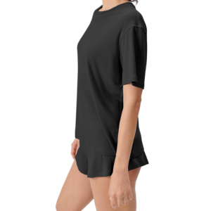 T-shirts d'entraînement d'été pour femmes XXL personnalisés, très demandés, vêtements de sport écologiques et durables, coupe ajustée, col rond, en spandex - Product Image 4