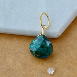 Colgante de Piedra Preciosa Facetada en Forma de Lágrima de Crisocola, Piedra Natural Azul Verde, Chapado en Oro Rosa, Joyería Artesanal - Product Image 6