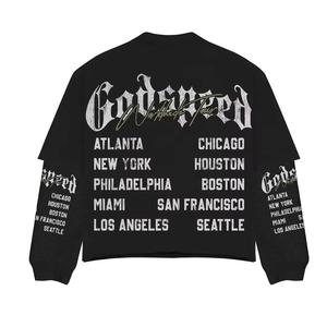 Custom Fit Cropped Oversized Acid Wash Double Layer Long Sleeve T-shirt Heavyweight 300 GSM Graphic Printing Embroidery Logo - Product Image 4