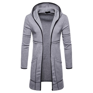Unisex Casual <b>Open</b> Hoodie Big Pockets Long Solid Color High Polyester/Cotton Street Pullover Long Coat Jacket Fleece - Product Image 4