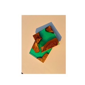 Posavasos de resina de madera decorativa, posavasos de madera de mesa para color verde oscuro, posavasos para bebidas al mejor precio - Product Image 1