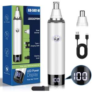 Tondeuse professionnelle rechargeable USB IPX7 pour sourcils et poils du visage, nez et oreilles, avec écran LED, indolore, pour hommes et femmes, idéale pour les voyages en camping-car - Product Image 1