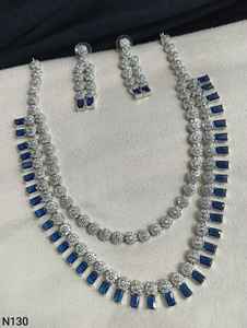 AMERICAN DIAMOND BRIDAL NECKLACE <b>SET</b> and HIGH QUALITY & CLASSIC EARRINGS <b>JEWELLERY</b> <b>SET</b> <b>for</b> <b>WEDDING</b> <b>JEWELLERY</b> CLASSIC STYLE WOMEN - Product Image 3