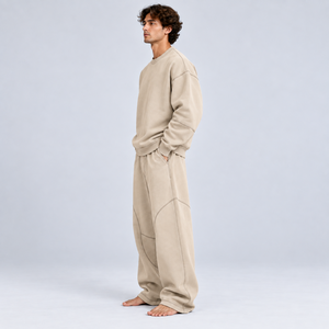 Men Oversized Sweat suit Set Custom Cotton <b>Fleece</b> <b>Hoodie</b> and Jogger Pants Two Piece Casual Tracksuits - Product Image 3