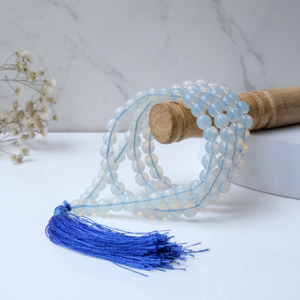 Piedra de cristal de Opalite Mala Natural 8 mm corte de diamante/Cuentas facetadas 108 Jap Mala para piedras de cristal curativas Reiki - Product Image 5