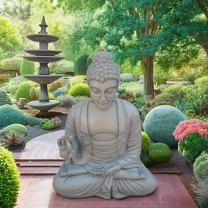 Statue de bouddha en fibre de verre légère pièce d'art intérieure/extérieure durable pour bureau à domicile et décor paysager modèle en résine grandeur nature - Product Image 1